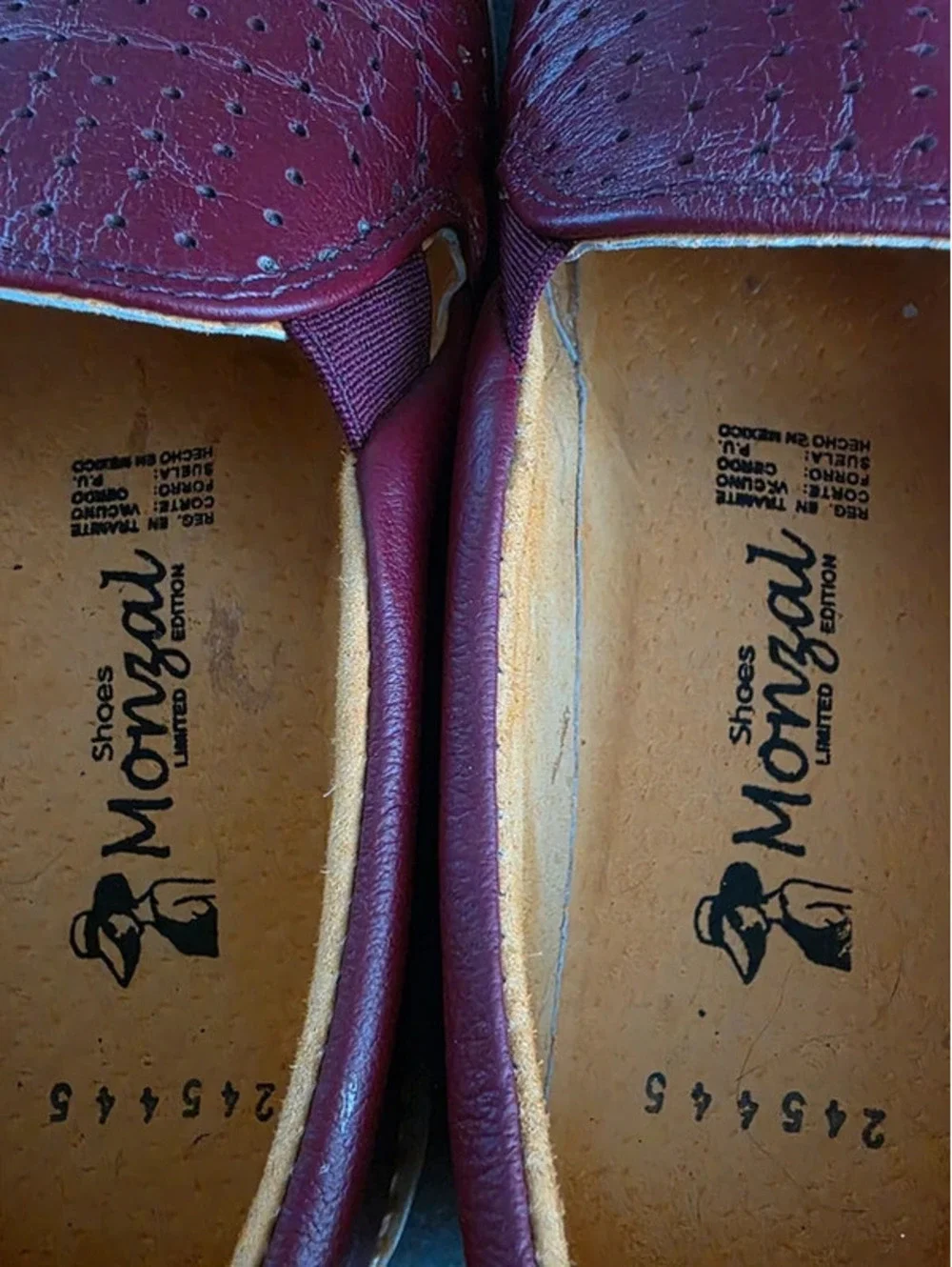 Monzal Leather Slip-On Shoes Burgundy 7 USA